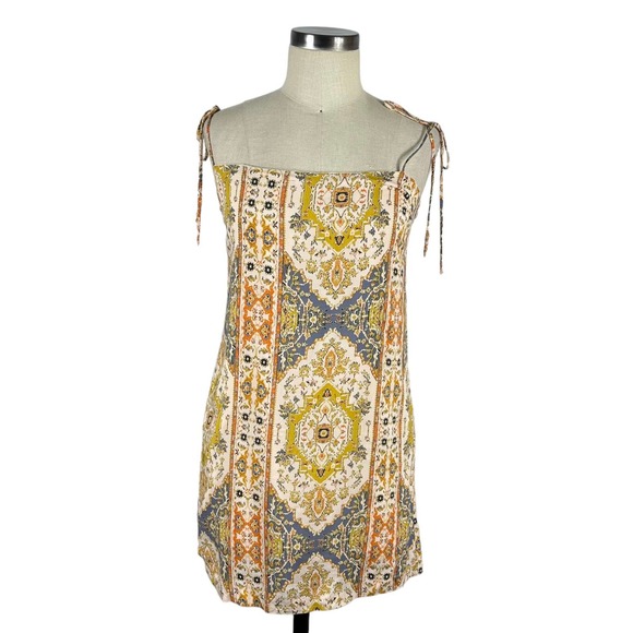 Lulus Dresses & Skirts - LULUS Boho Paisley Colorful Yellows Sugar Town Peach Print Shift Dress Small